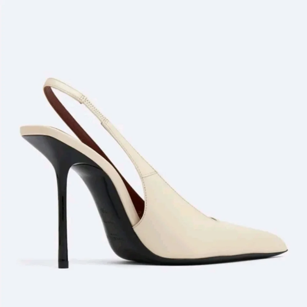 NWT Fashion Kiss Faux Leather Pointed Toe Slingback Stiletto Pump,10.5, Cream/…